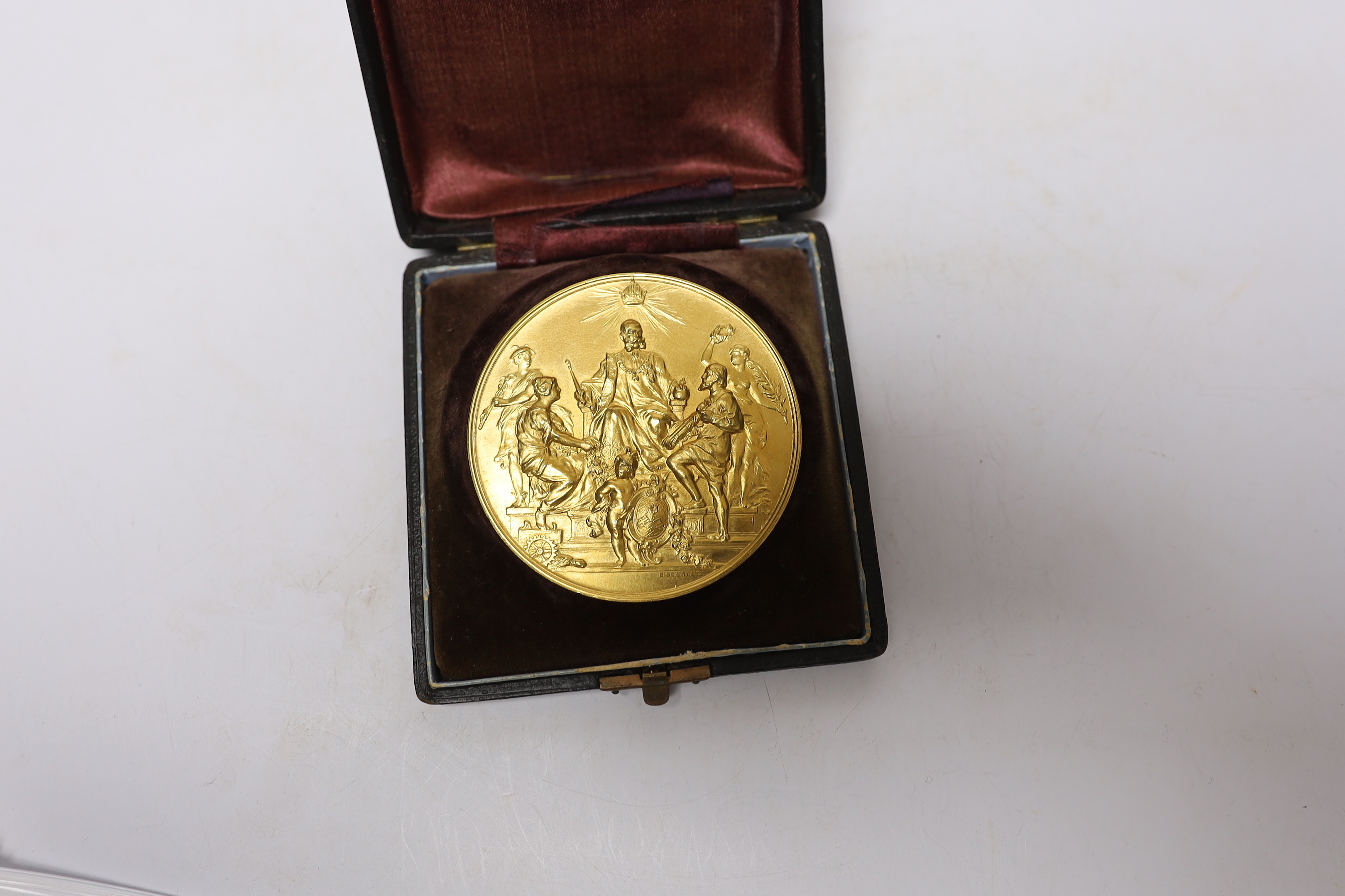 Commemorative medals - XIV Olympiad London 1948 medal, a SWLSFL league Div 1 Winners 1930-31 Glenrosa FC silver and enamel football medal, Marcel Renard plaquette and Austro-Hungary, Emperor Franz Josef I 40th jubilee gi